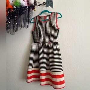 Monteau Black and Red Striped Kids Dress